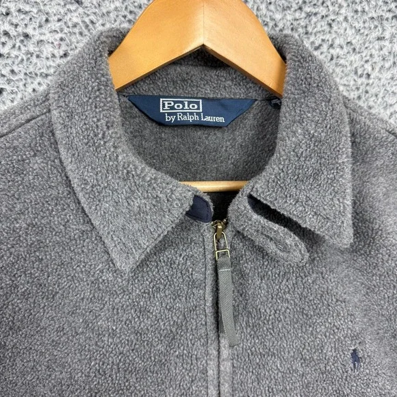Vintage Polo Ralph Lauren Jacket Mens Large Gray Polartec Fleece Bomber Full Zip - Picture 7 of 15